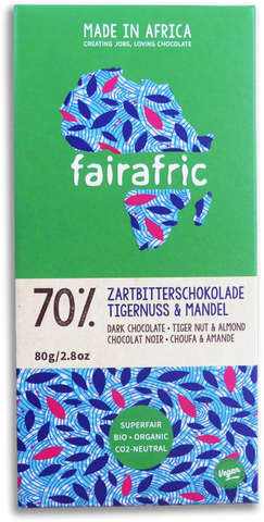 Bio-Zartbitterschokolade 70% Tigernuss & Mandel