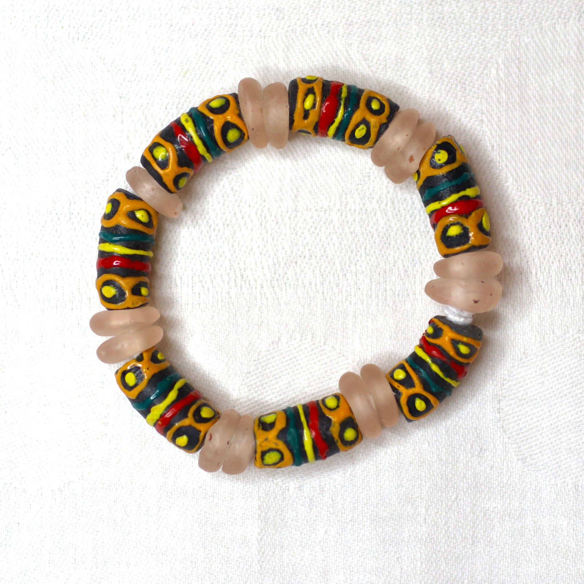 Krobo Beads, disc rose